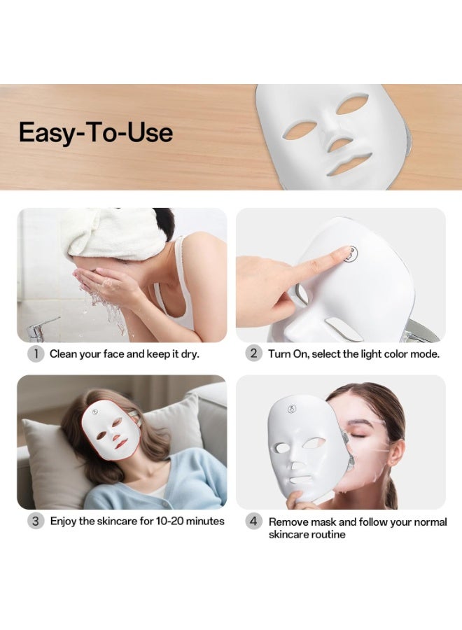 Bukela قناع الضوء الأحمر للوجه، 7-1 ألوان قناع الوجه بالضوء الأحمر، العناية بالبشرة في المنزل، بدون سلك، محمول وقابل لإعادة الشحن - Image 4